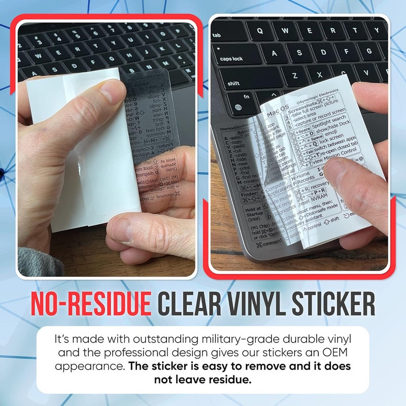 Synerlogic (10pcs) Mac OS Shortcuts Sticker | Keyboard Stickers for macOS | Laminated Vinyl MacBook Cheatsheet for Laptop | MacBook Shortcuts 2025 (Clear/Black/10pk) - Image 5